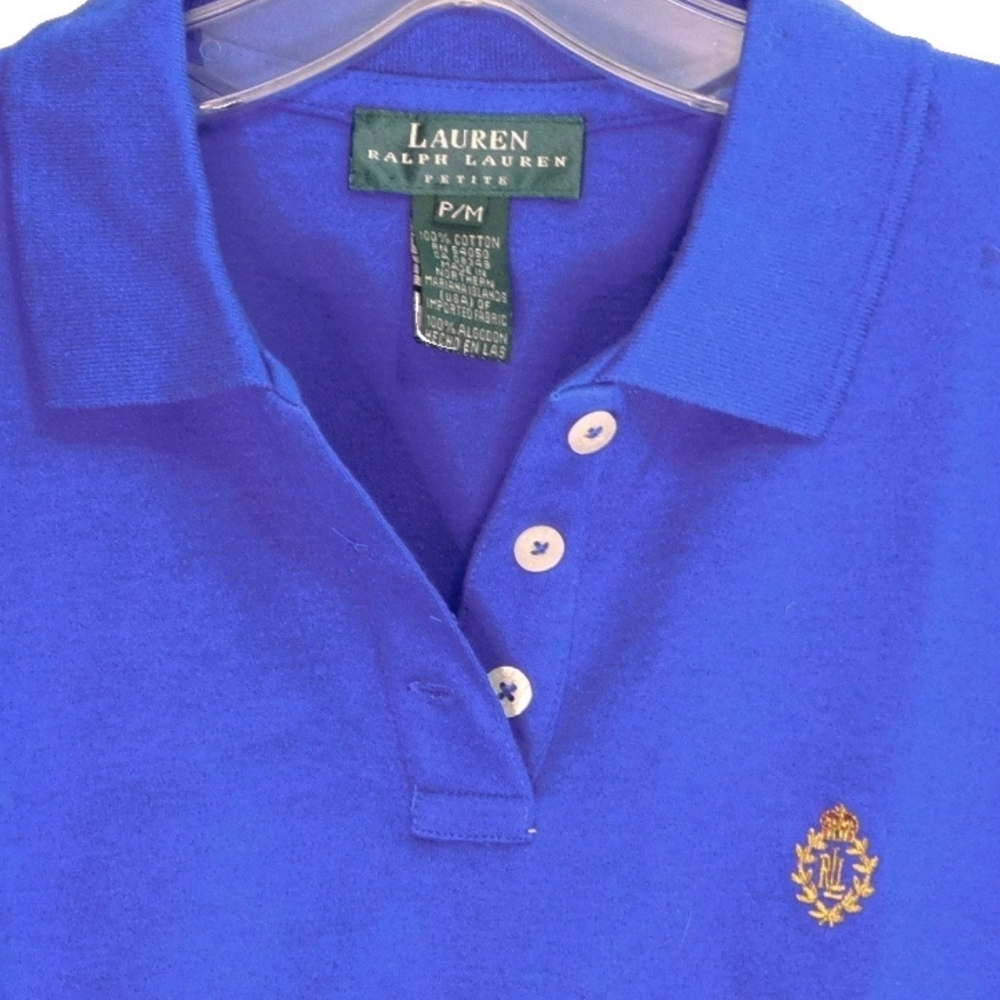 LAUREN RALPH LAUREN WM PM BLU/PURPL CREST POLO - Picture 5 of 5
